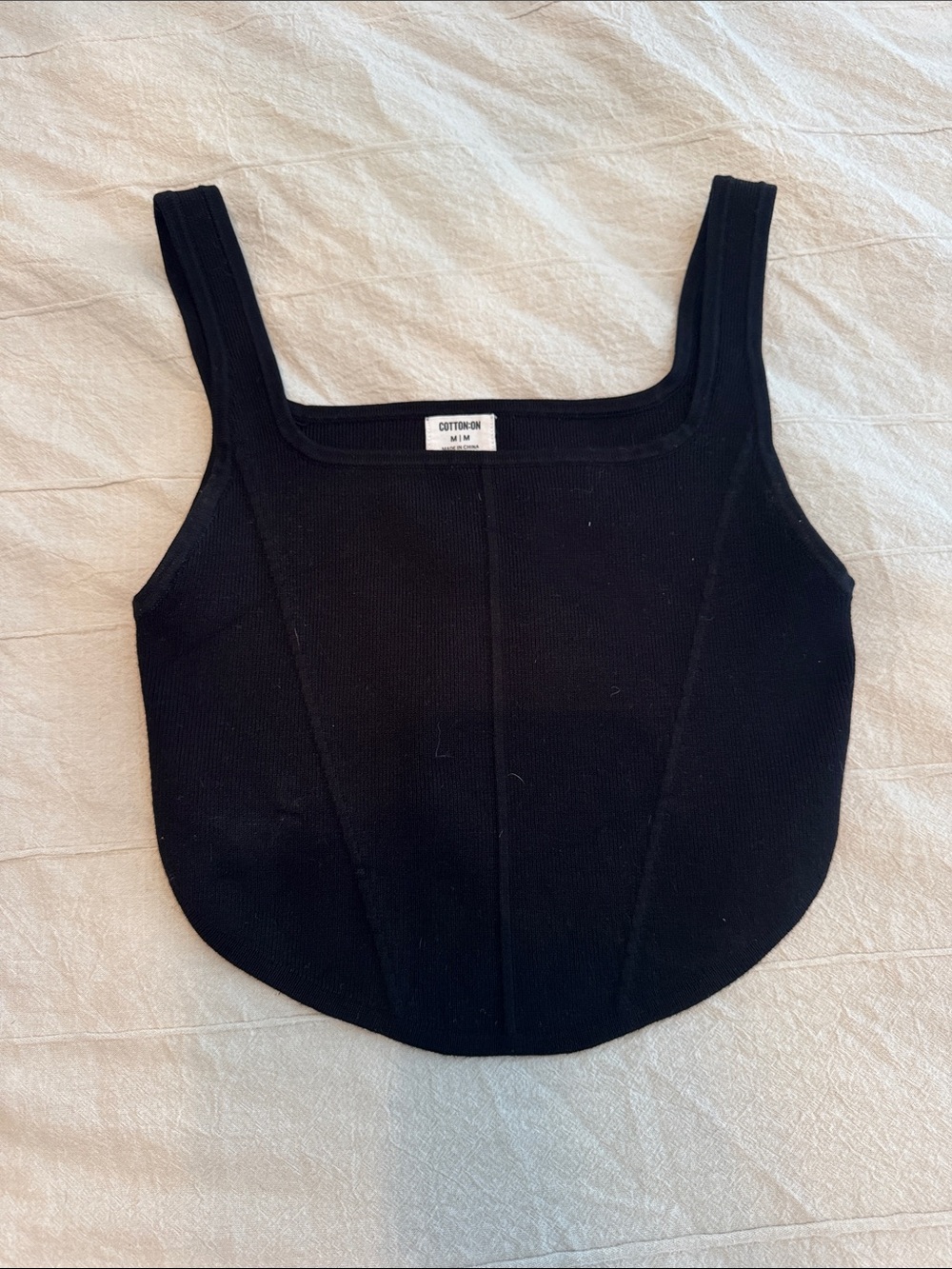 Cotton On Black Ribbed Square-Neck Tank